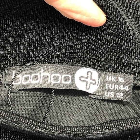 boohoo Solid Black Cowl Neck slinky full length Maxi Dress size 12 - Picture 4 of 15